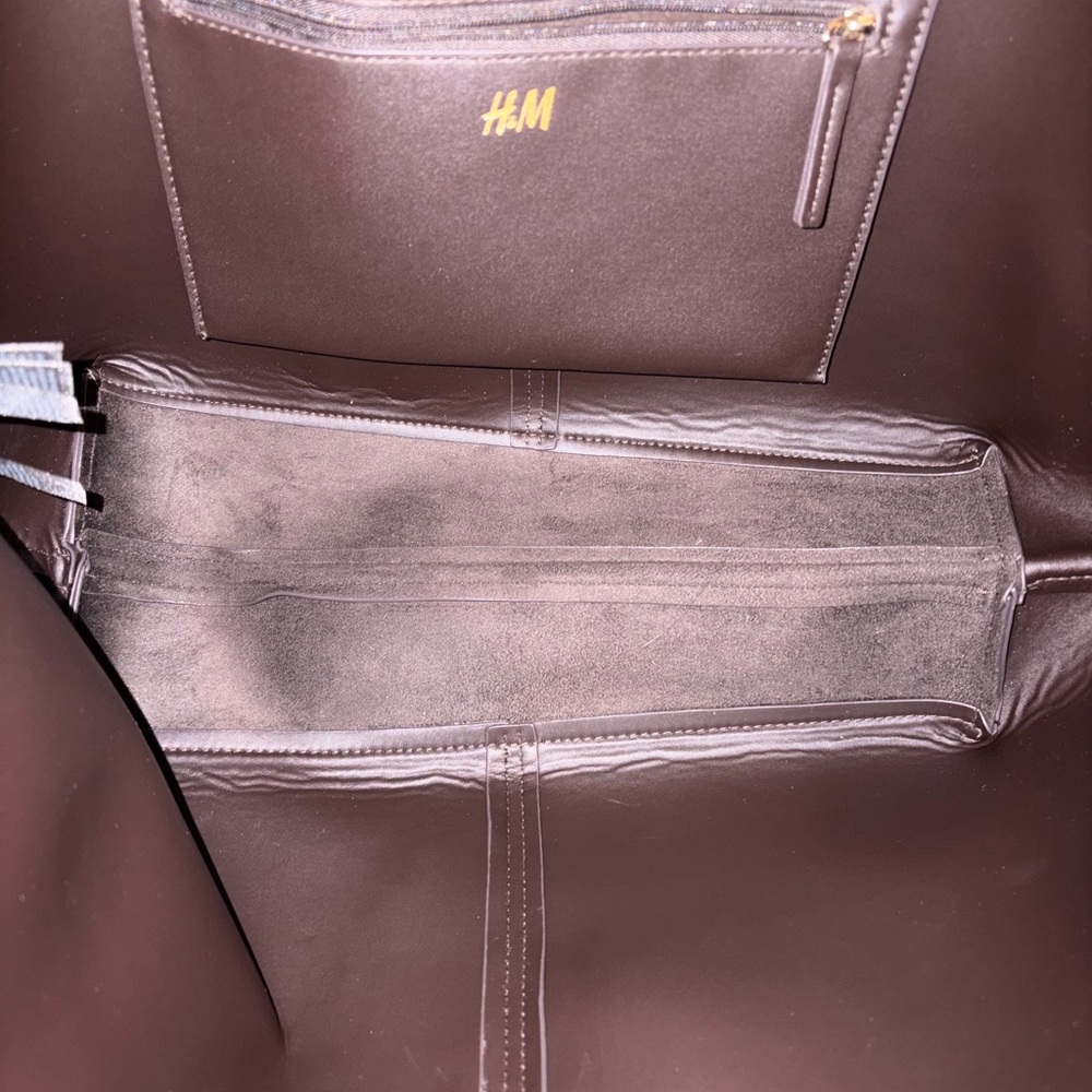 H&M Shopper Tote I Work Bag Dark Brown Suede like material - Picture 2 of 3